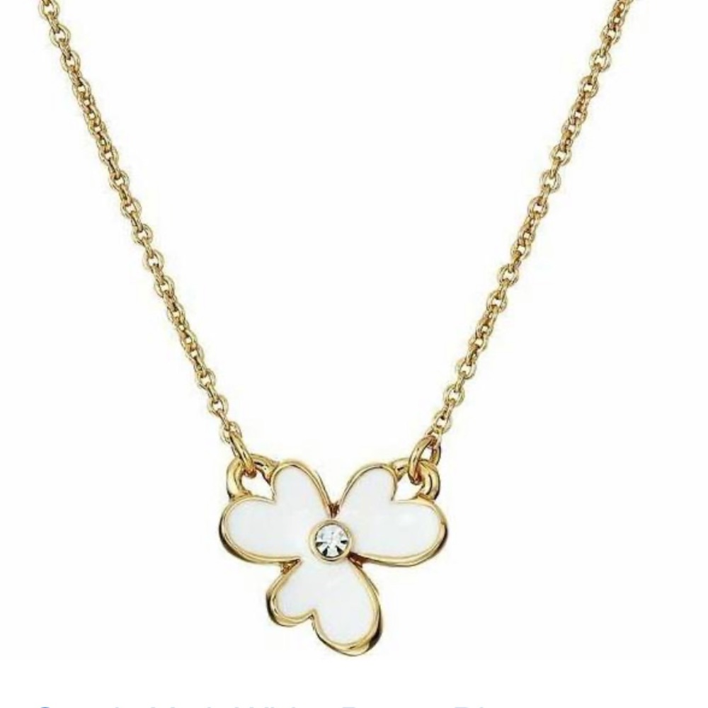 Kate Spade White Pansy Blossoms Clover Necklace